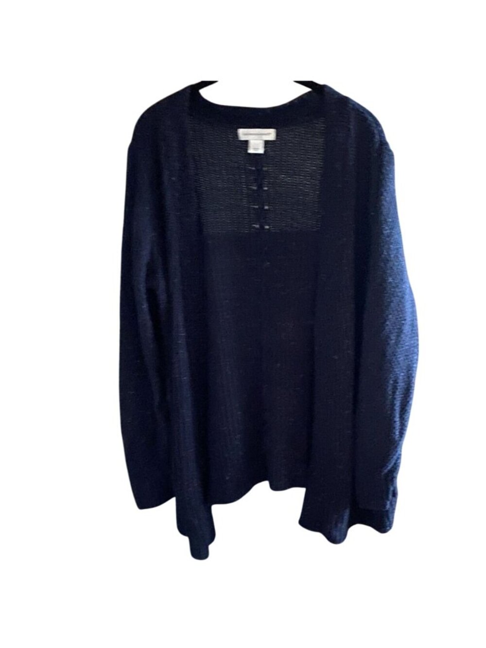 Christopher & Banks Open Front Knit Cardigan-Mixed Knitting-Navy Blue-Size L-GUC